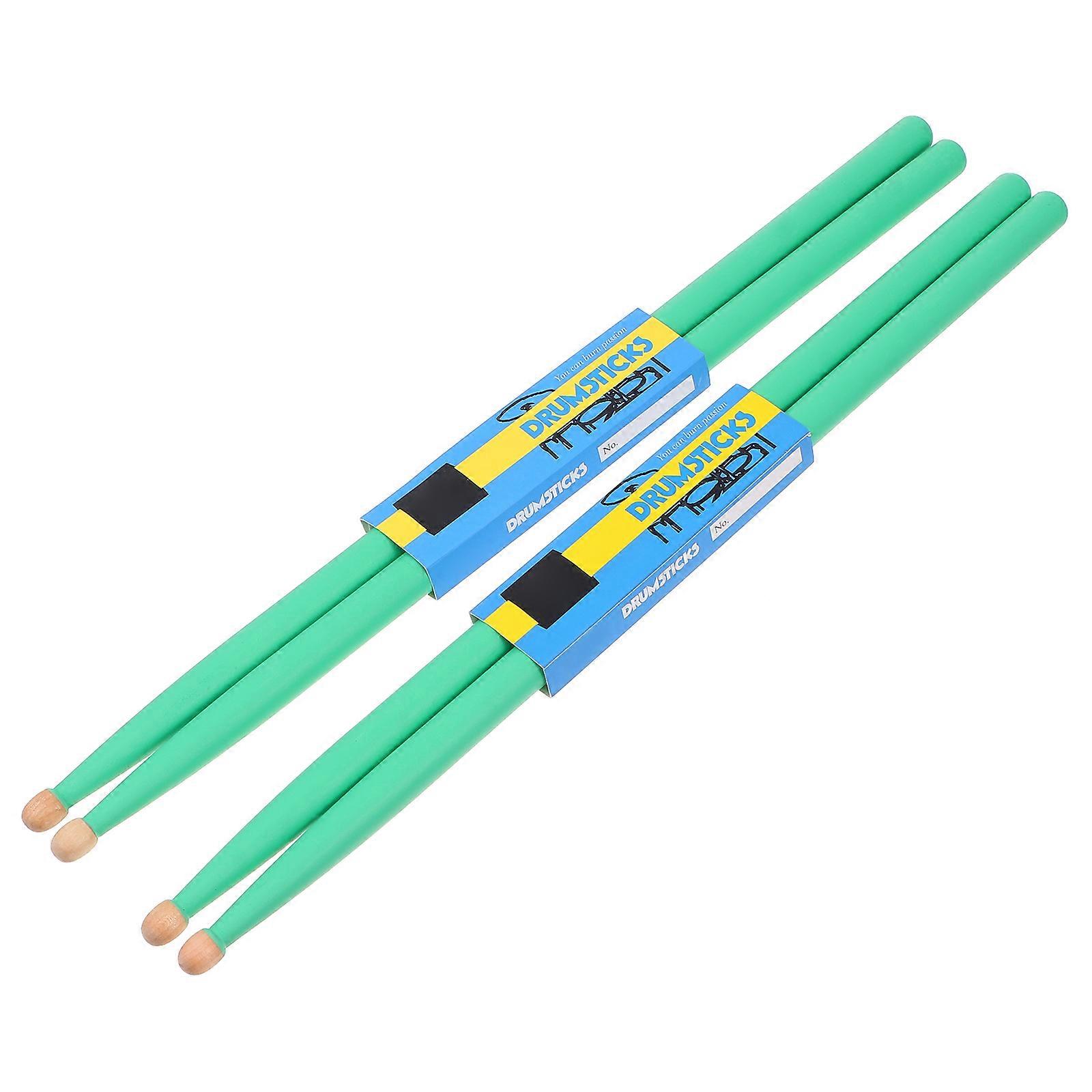 Drum Sticks for Musical Instruments Made of Synthetic Material Green Color Suitable for All Styles 2 Pairs