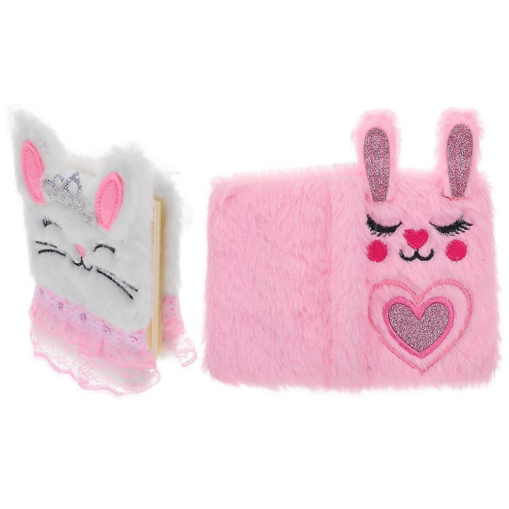 2pcs Plush Diary Book Lovely Bunny Writing Notepad Cartoon Girl Notepad Diary