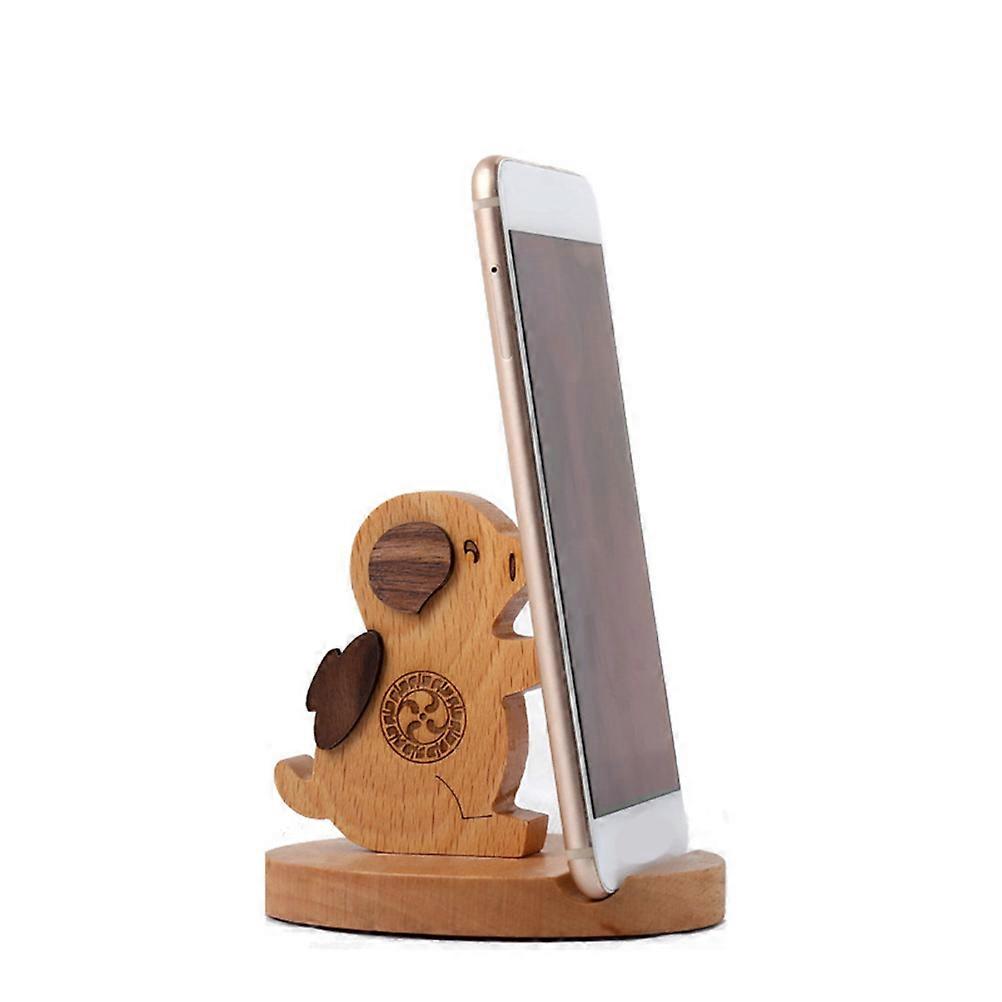 Creative Wooden Phone Stand Cartoon Pig Shape for Phone Support Great Chocolate Color