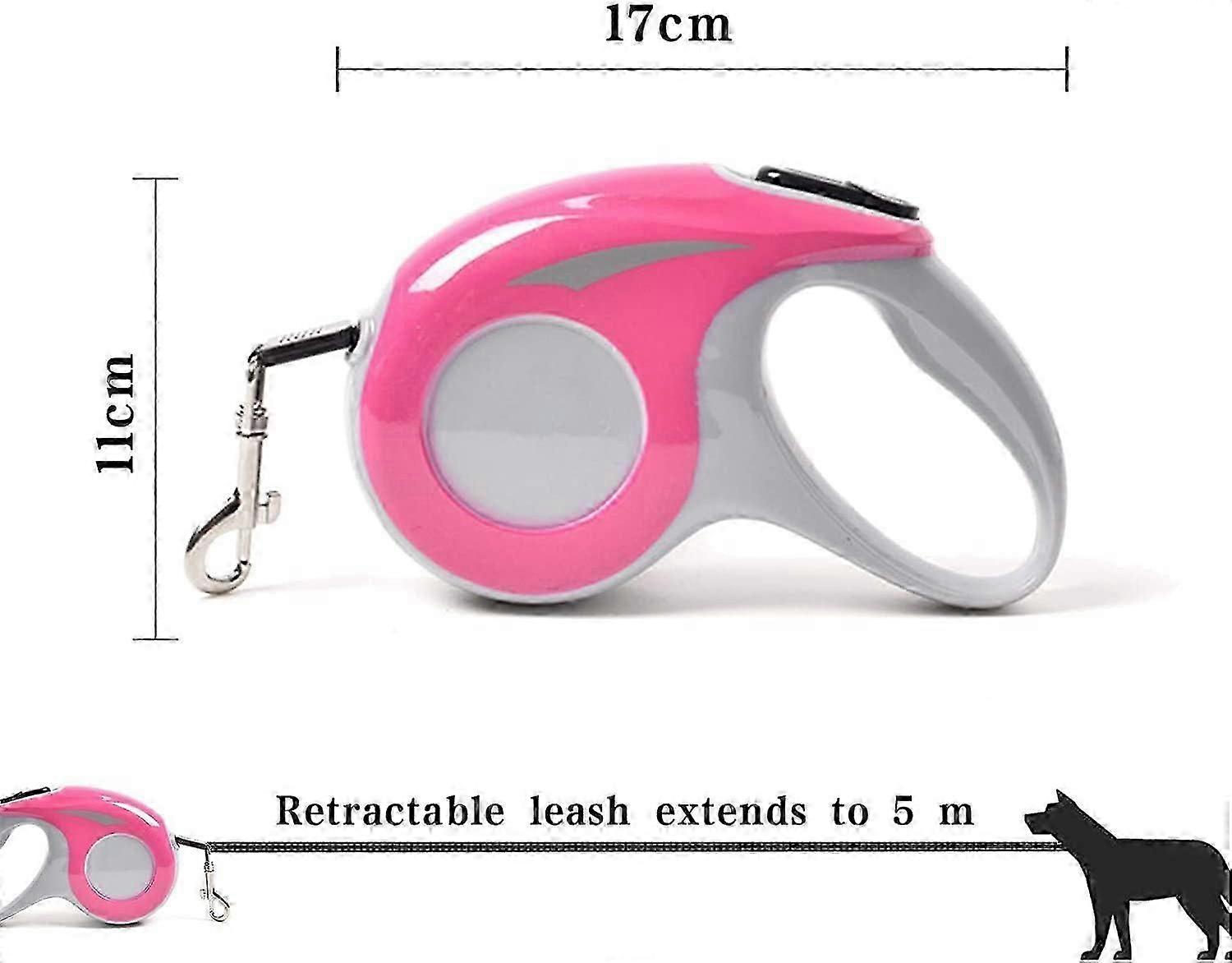 5-metre retractable lead for medium and small dogs (pink-red)