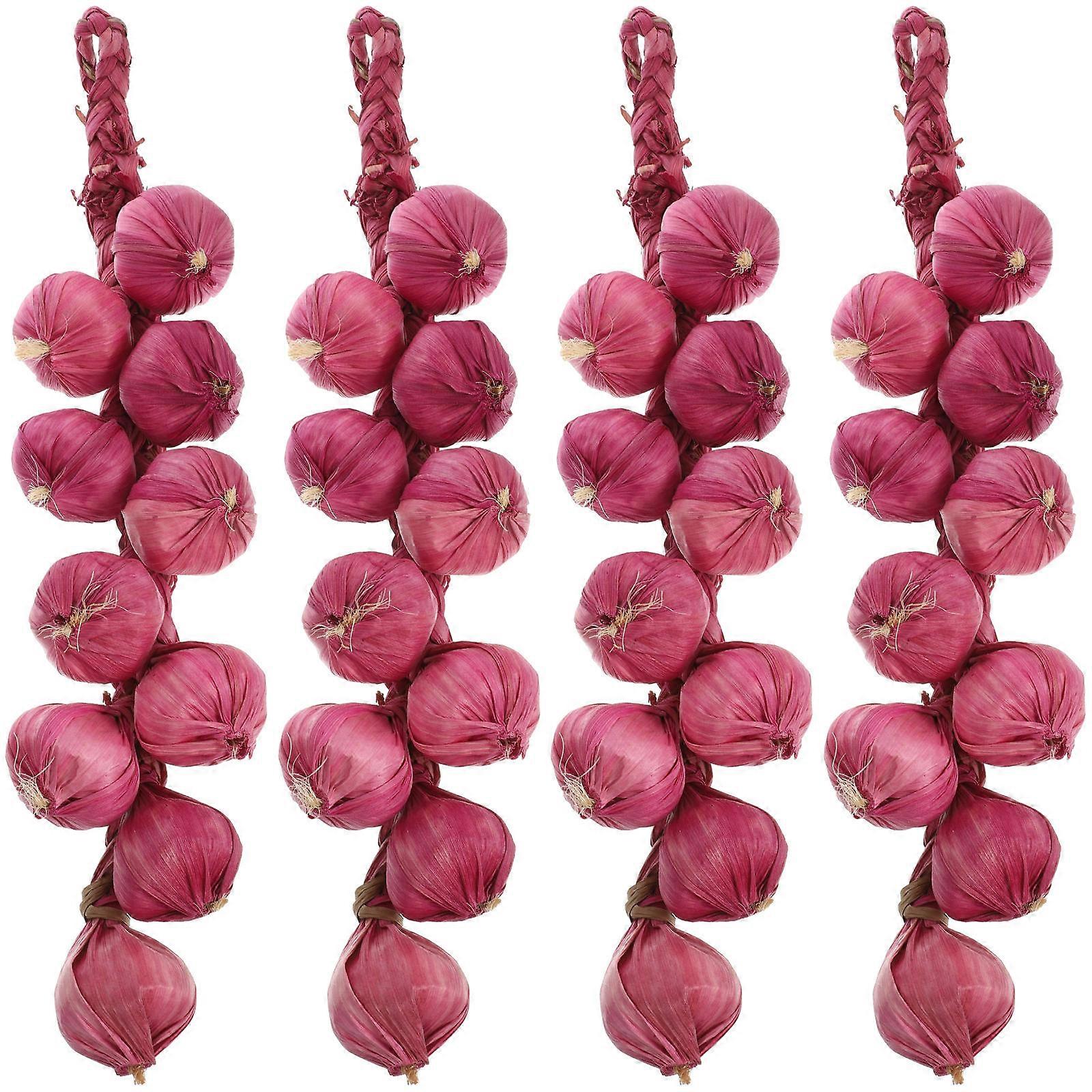 Purple Artificial Garlic Strings for DIY Home Decoration Foam Made Lifelike 4pcs