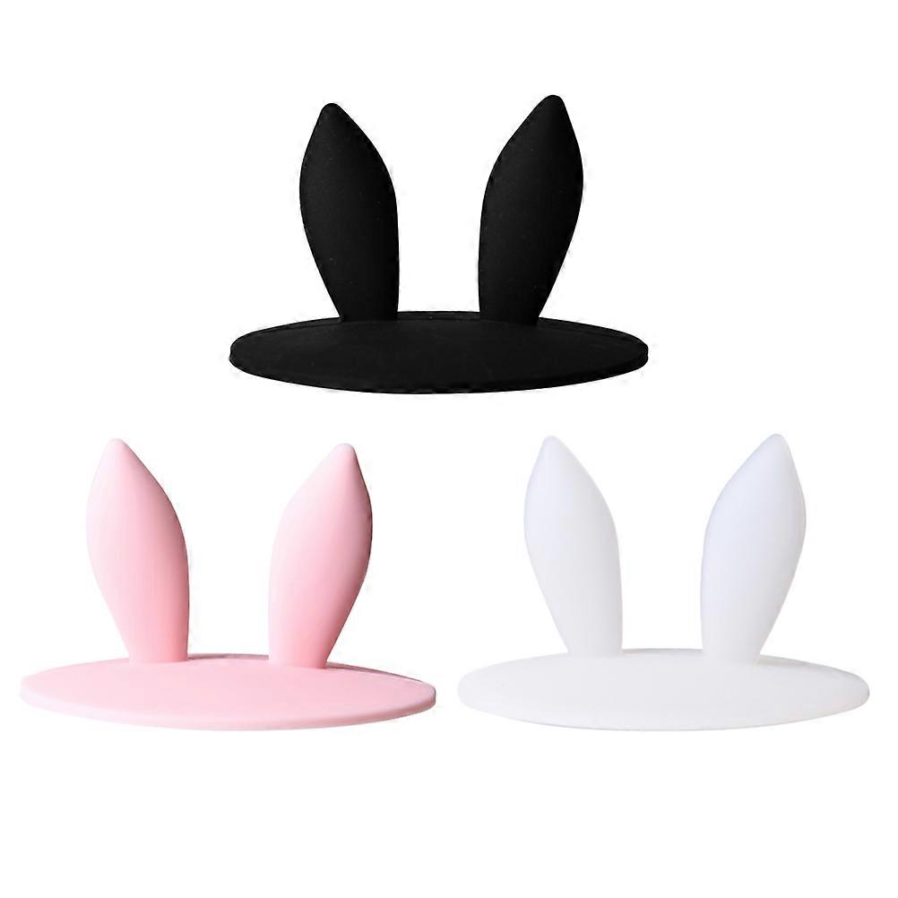 3Pcs Assorted Color Rabbit Ear Silicone Cup Lids For Mug Covers Ideal For Office Use Safe And Reusable