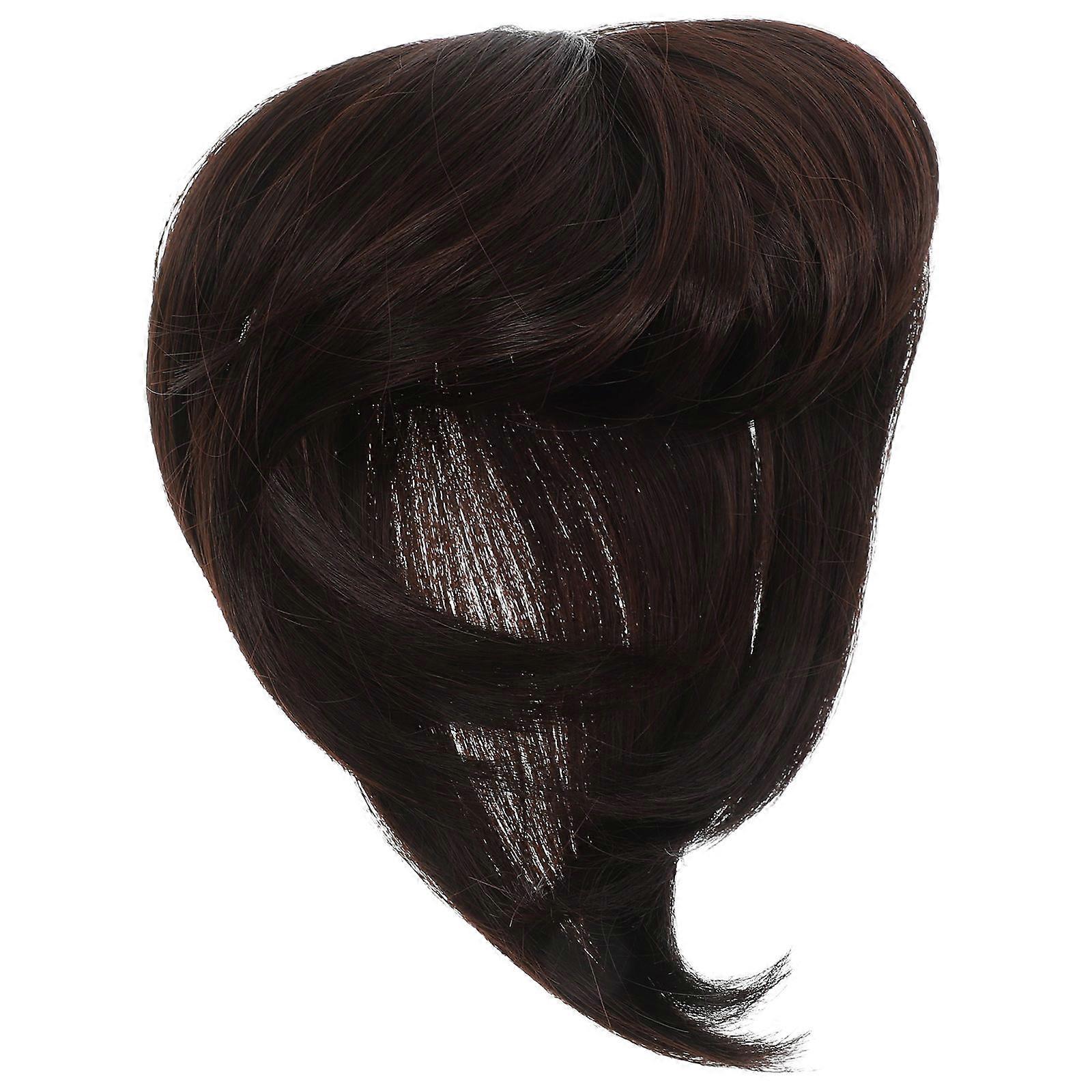 Black Synthetic Wig for Decoration Made from High Temperature Fiber Comfortable Clip-on Design