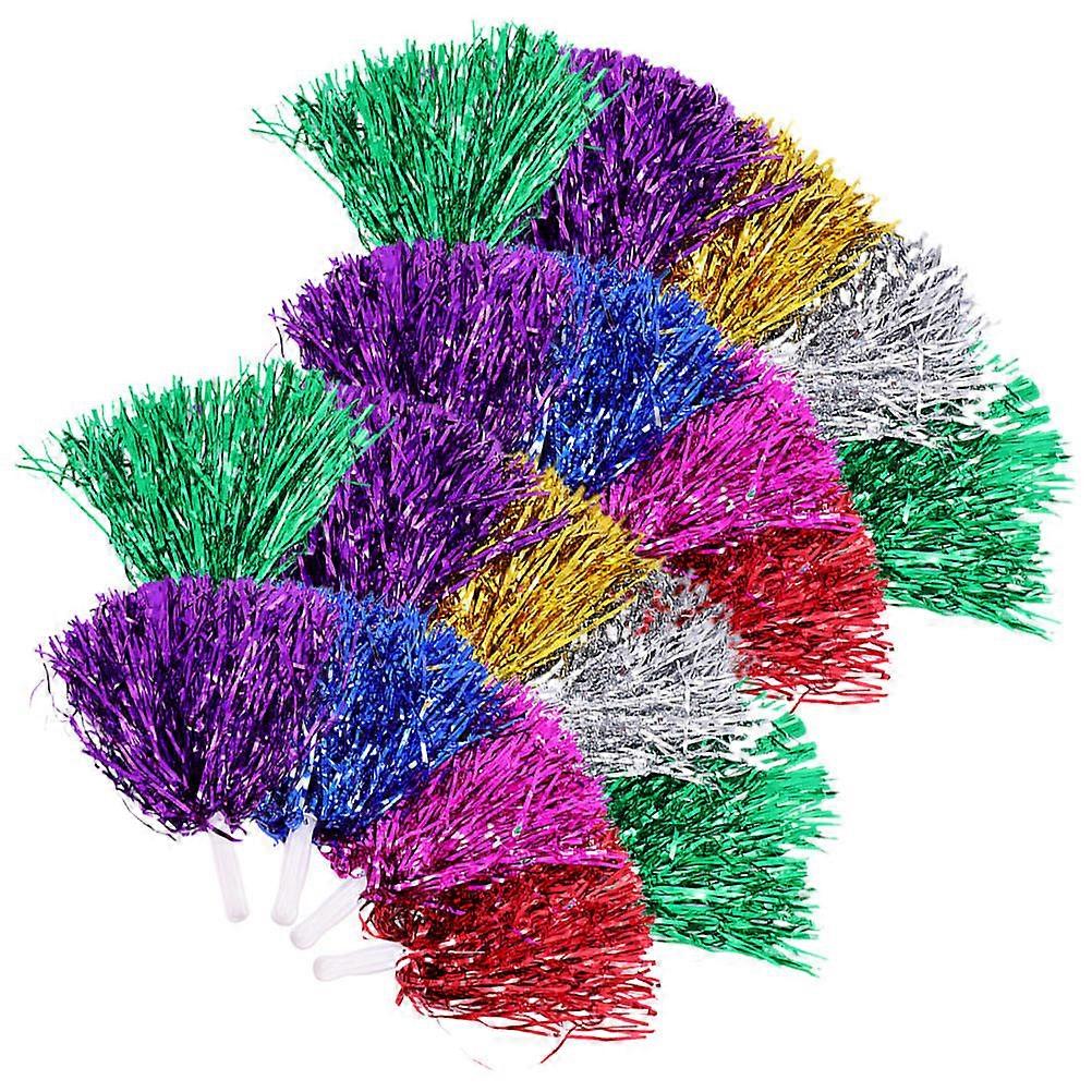 Cheerleading Props with Bright Assorted Color Pom Poms Made of Plastic for Activities 18pcs