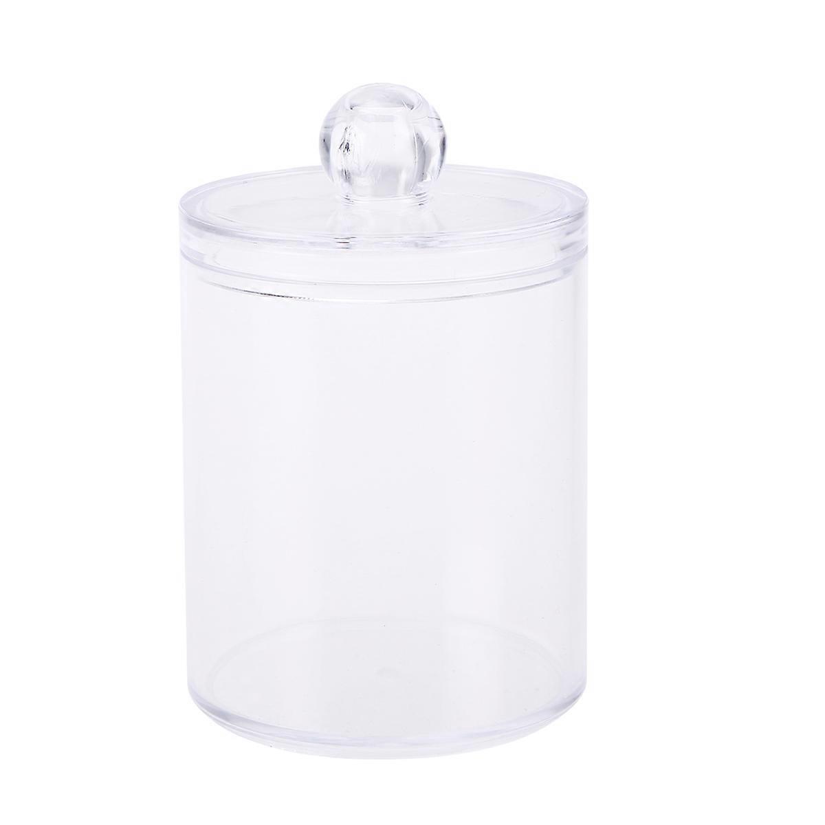Transparent Storage Box for Cotton Swabs Makeup Organizer with Cover Round Can 3.15 Inches