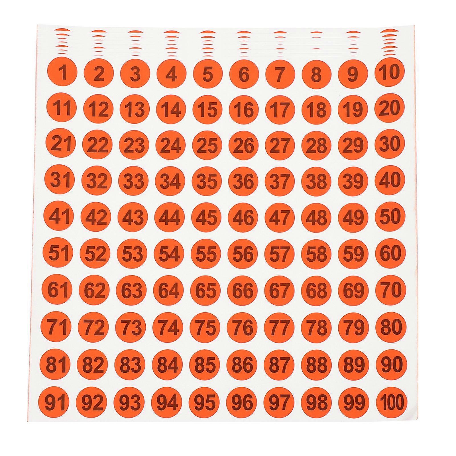 Self-Adhesive Number Stickers Round Number Paster 100Pcs for Decoration