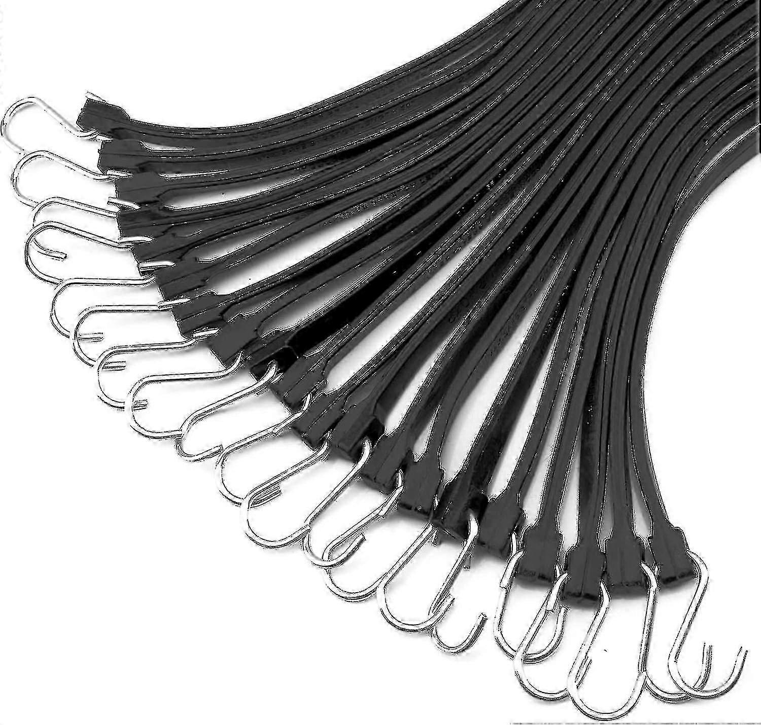 20 Pack 21' Adjustable Rubber Tarp Straps, Epdm Bungee Cords With Hooks, Ideal For Securing Tarps, Canvases, Flatbed Trailers