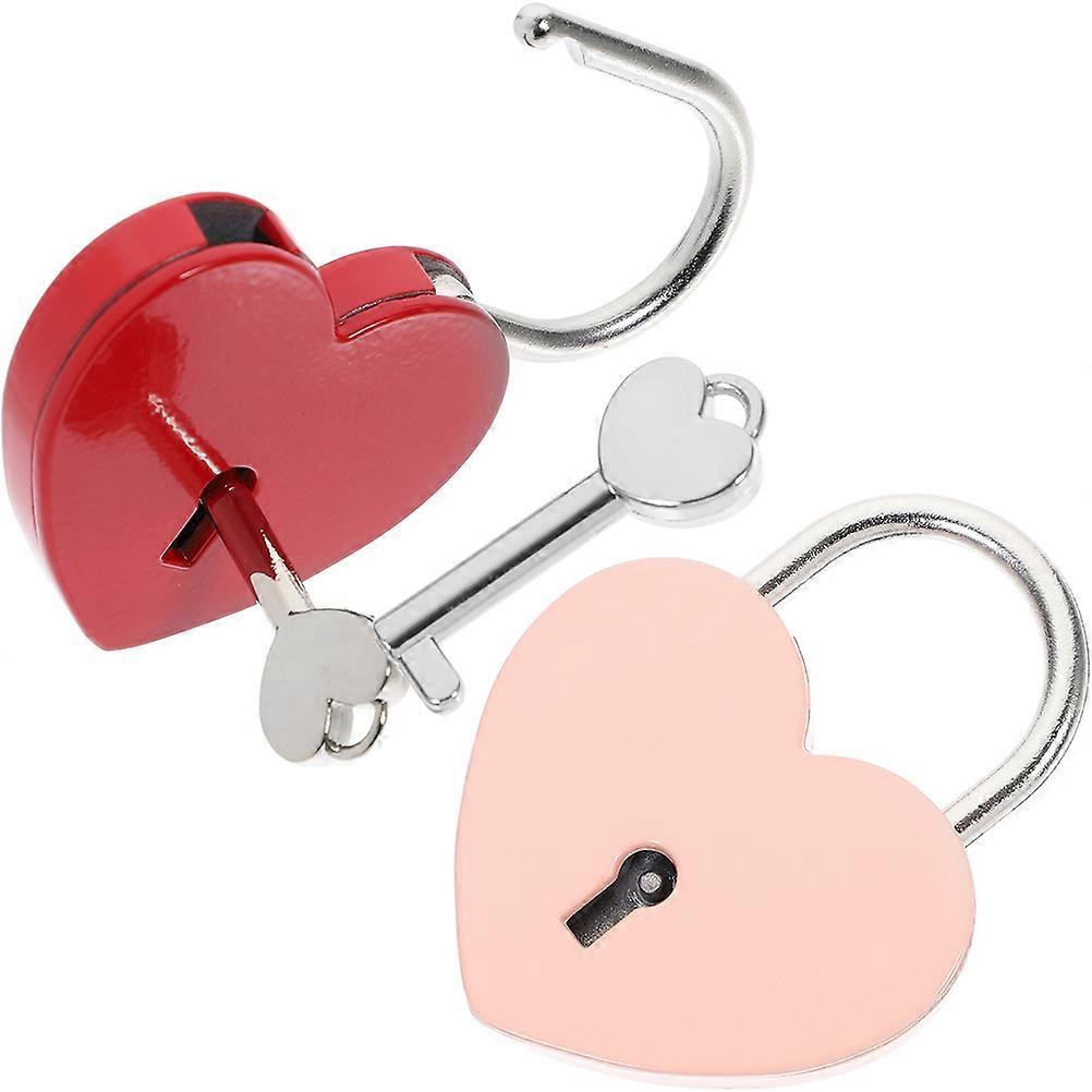 Heart Shaped Padlock Set 2 Packs For Travel Jewelry Box Backpack Briefcases In Assorted Color For Security