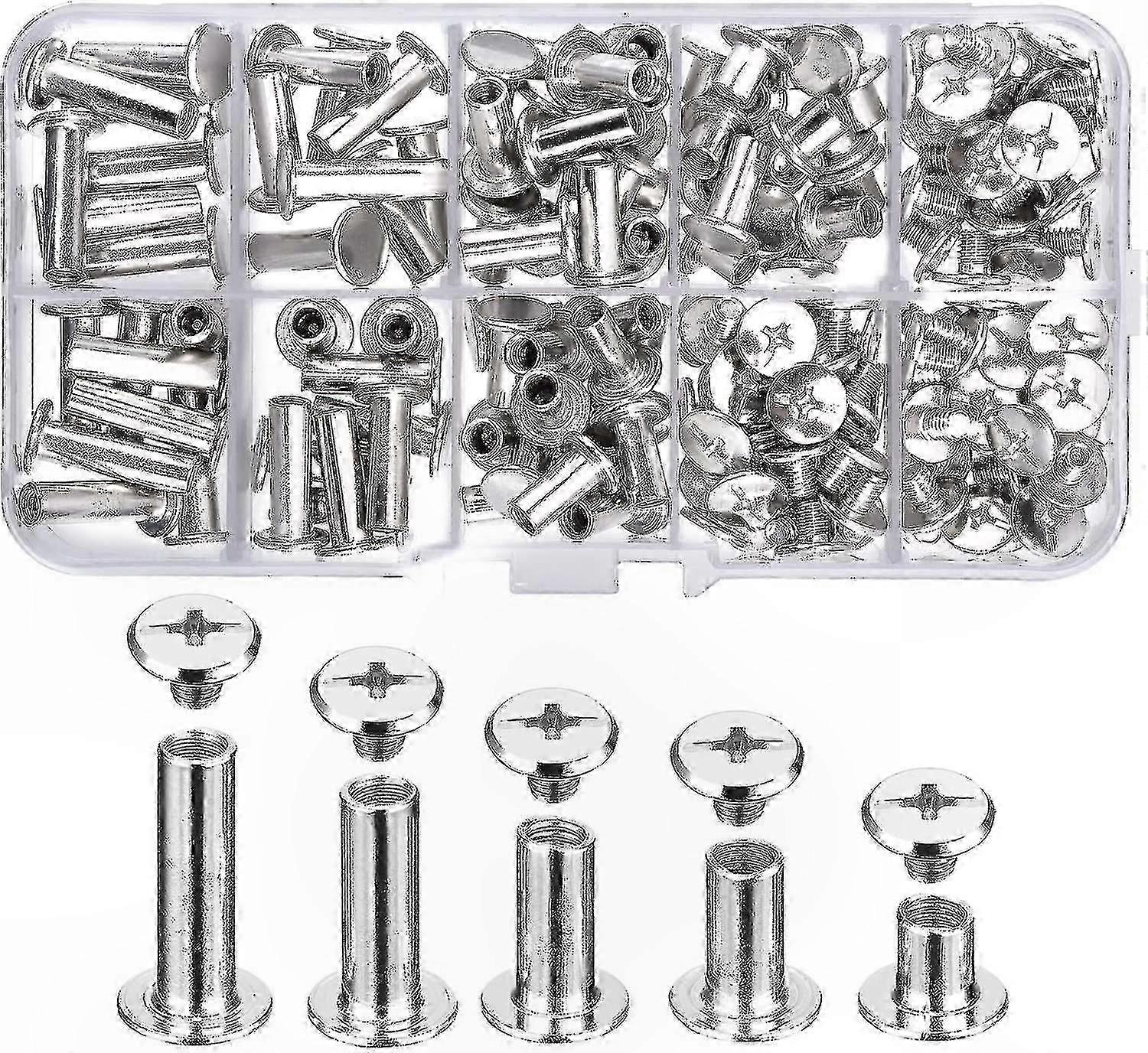 5 Sizes Metal Round Rivet Binding Kit for Crafting and DIY Projects