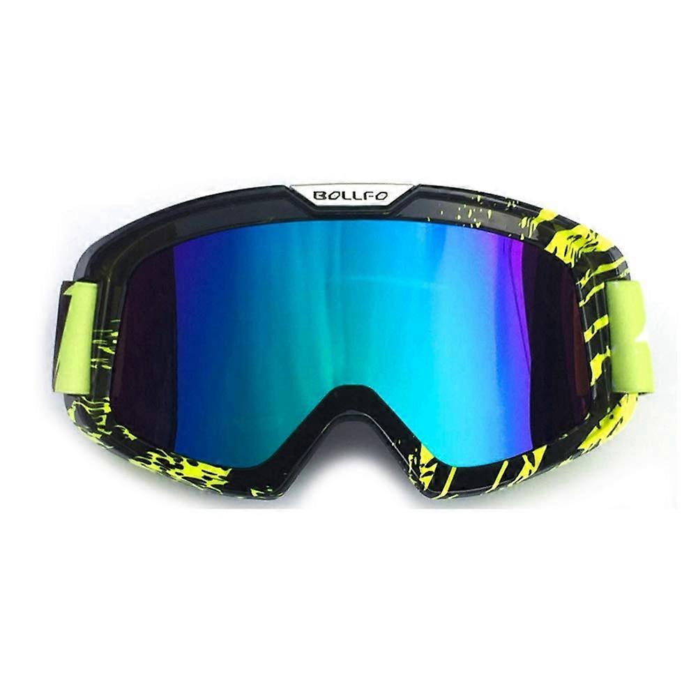 Motorcycle Goggles Removable Face Mask Helmet Fog Resistant Windproof Riding Sunglasses Black Frame Colorful Lens