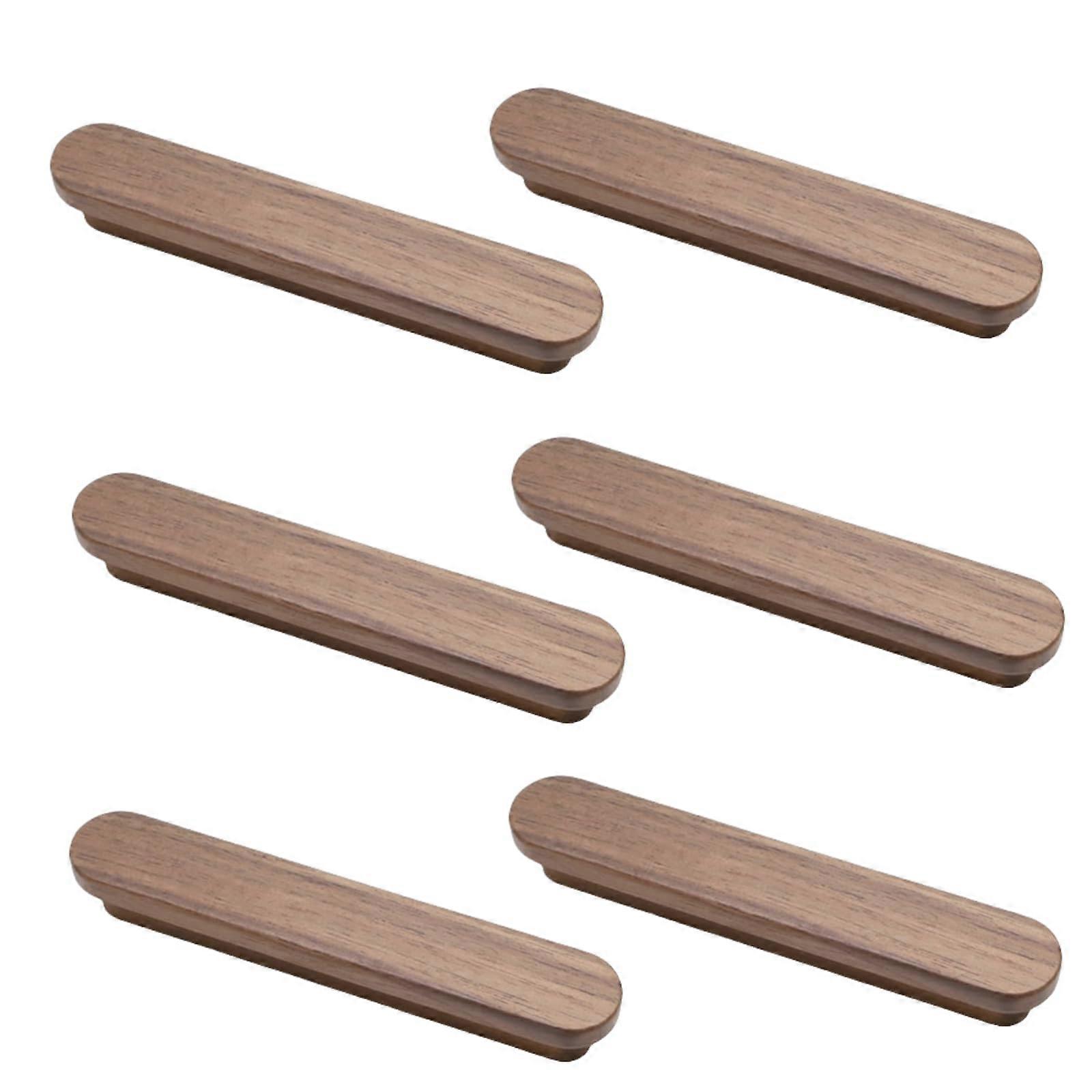 Furniture Knobs Wood 128mm Black Walnut Cabinet Door Handles Pack of 6 Solid Wood Drawer Pulls Decorative Pulls