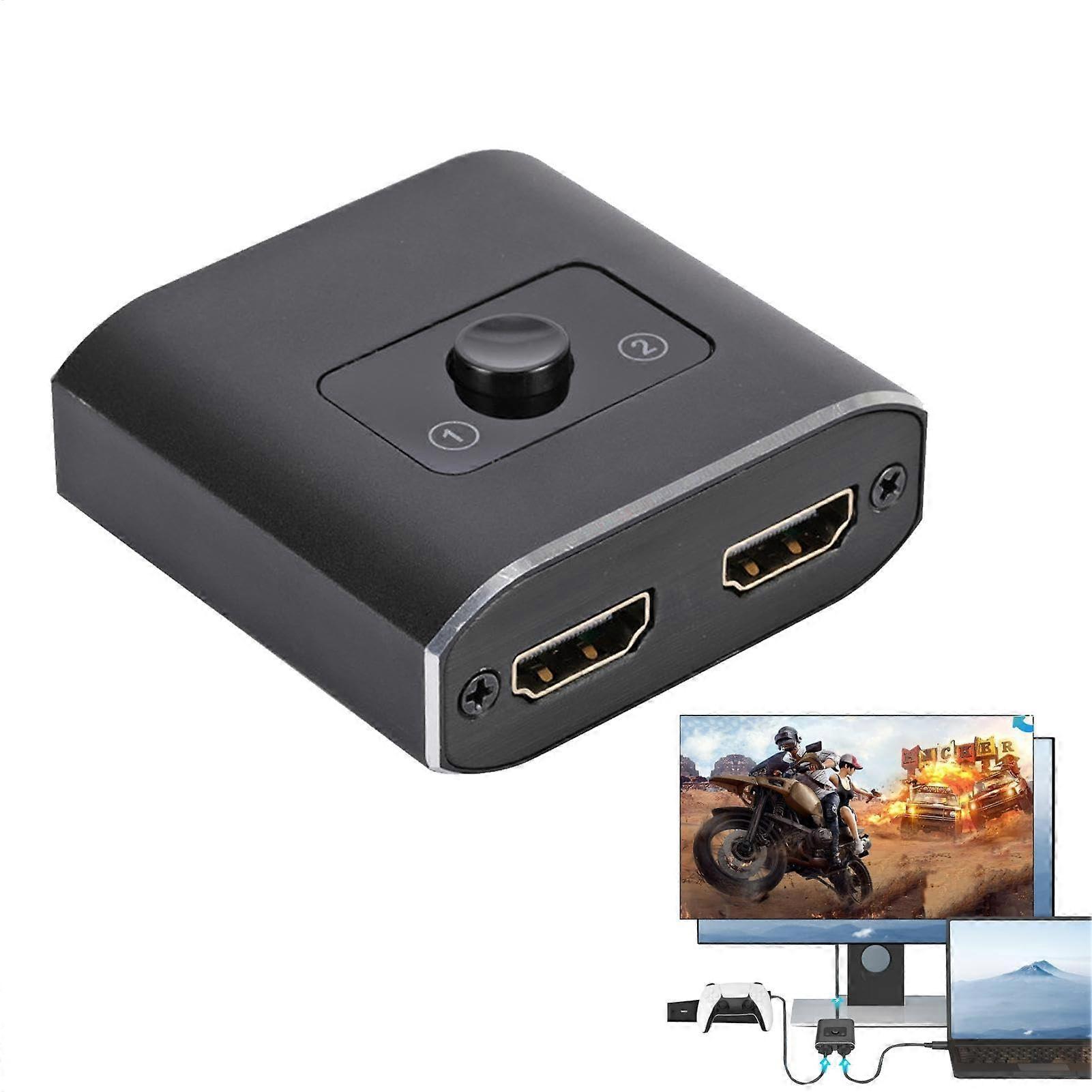 Bidirectional Manual HD Computer Screen Splitter 4K Two-Way Video Distribution Tool Compact Design Compatible with Multiple Devices