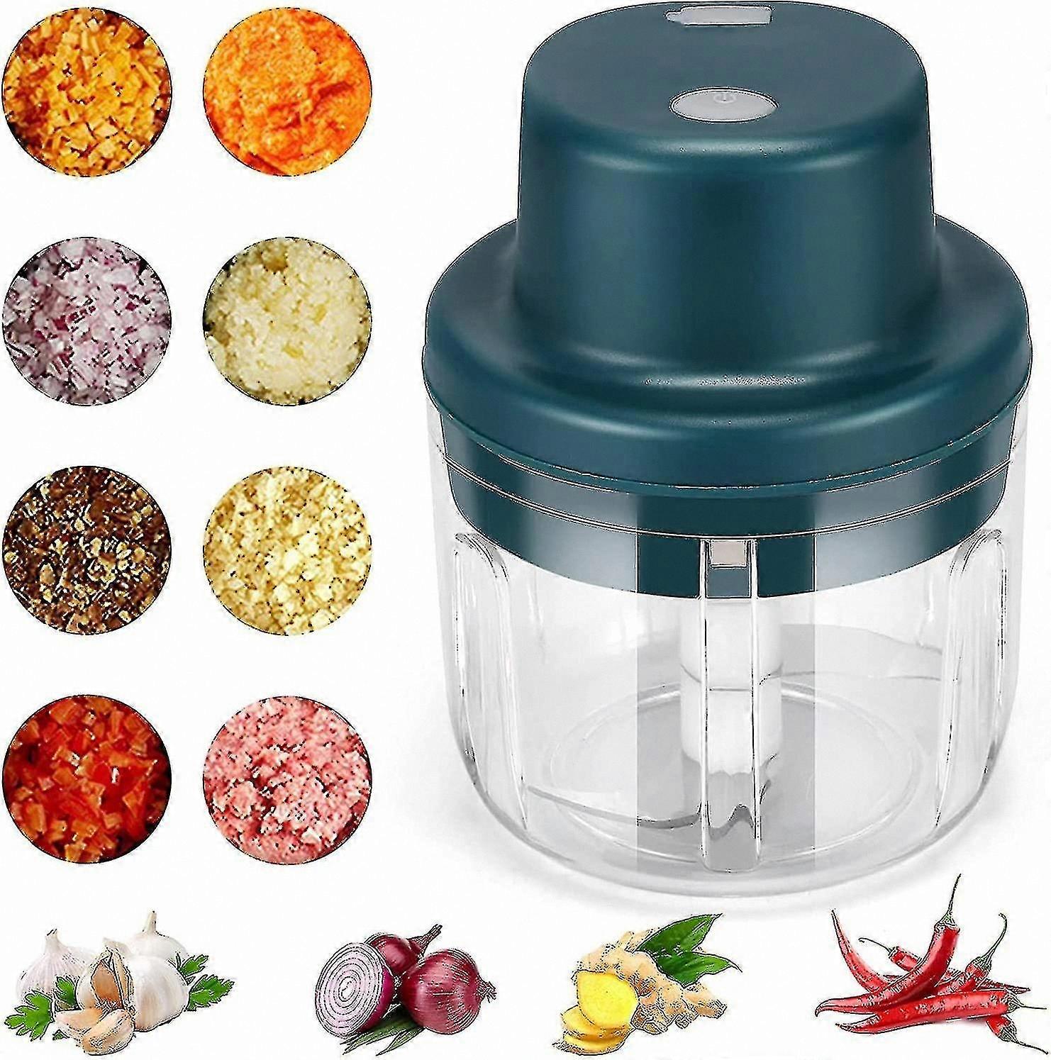 Mini Electric Garlic Chopper for Garlic, Onion, Ginger, Chili, and More - Portable Food Processor with Wireless Design