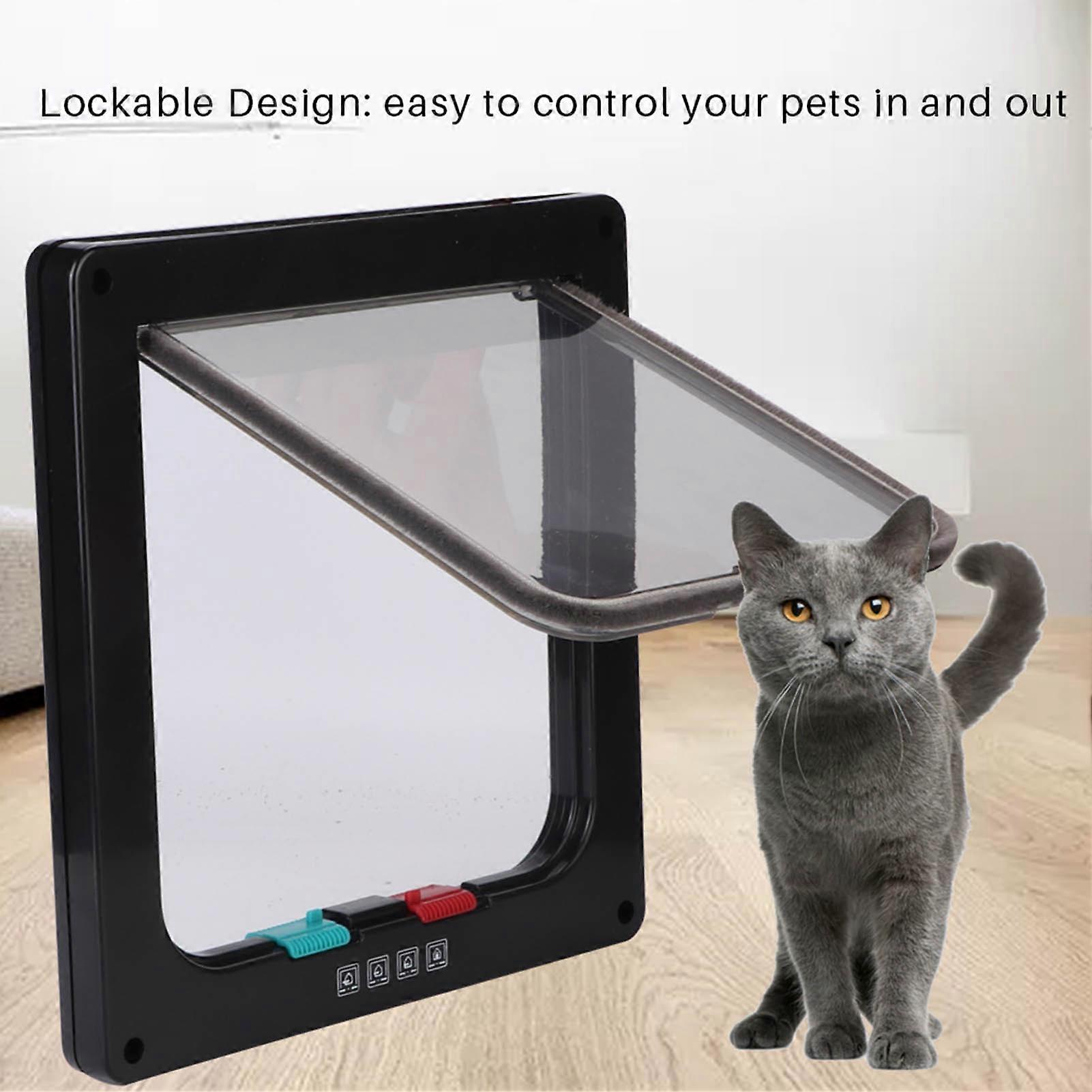 Lockable Medium Cat Flap Door 23x20cm ABS Acrylic Black