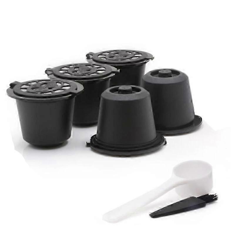 Reusable filter capsules for coffee makers - 5 pieces with spoon brush