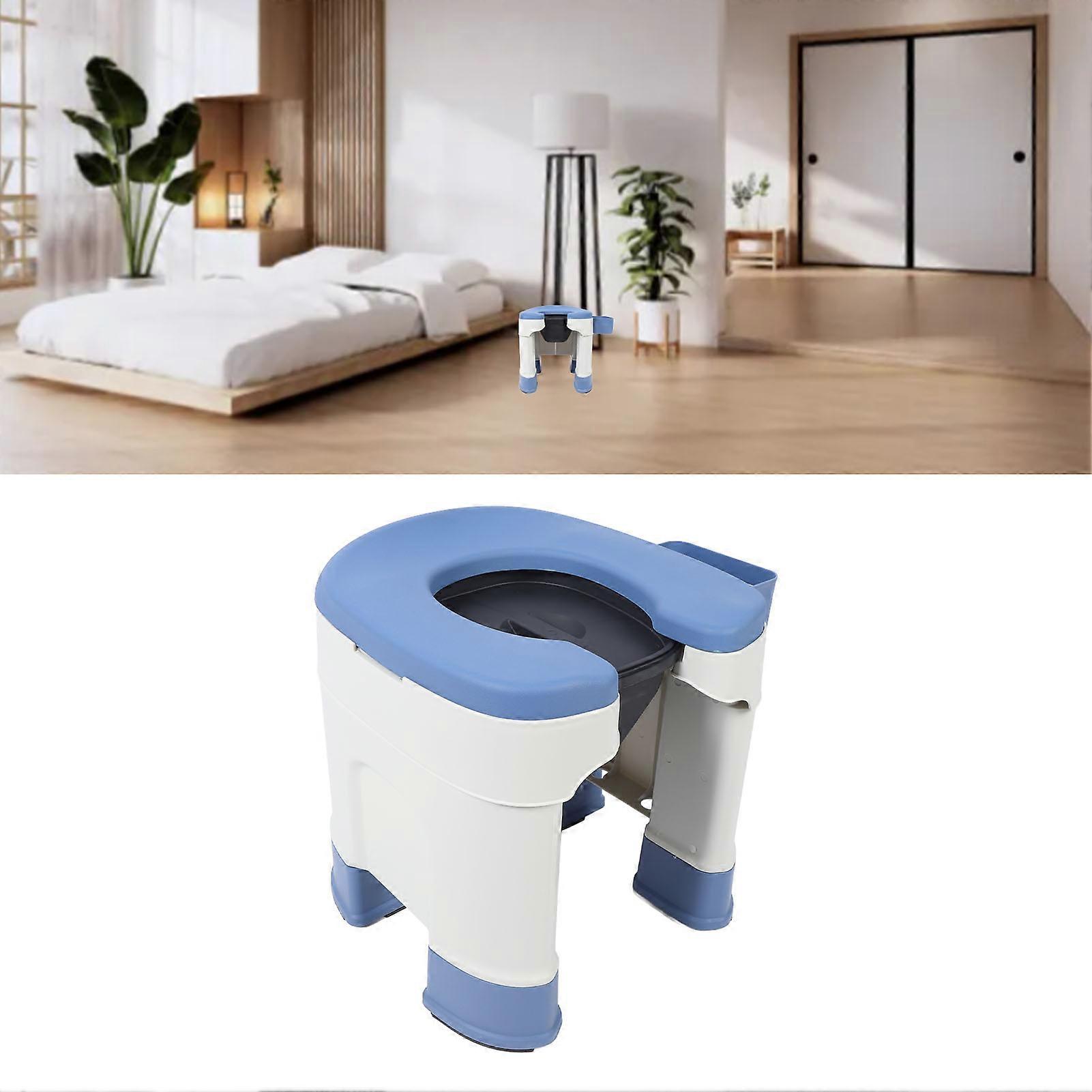 Foldable Bedside Commode Toilet 37x37x42cm Blue, Strong Load