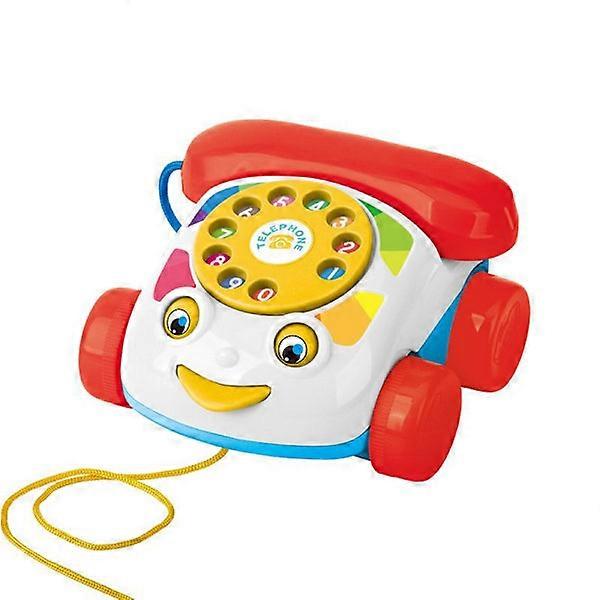 Educational toy, simulated telephone with rotating dial and wheels