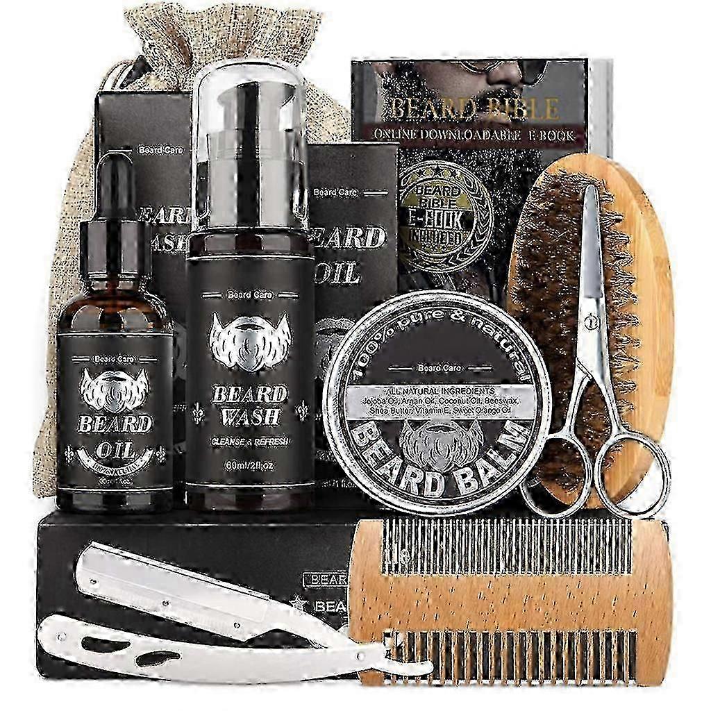 Beard Care Kit for Men-Beard Grooming Kit includes Brush,Comb, Balm,Oil,Scissors 2025