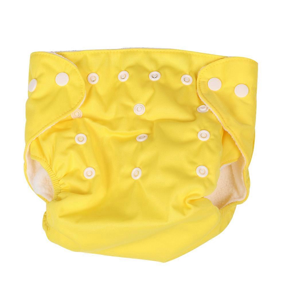 Soft Comfortable Breathable Adjustable Baby Pant Button Cloth Diaper for 0-2 Years Old Yellow
