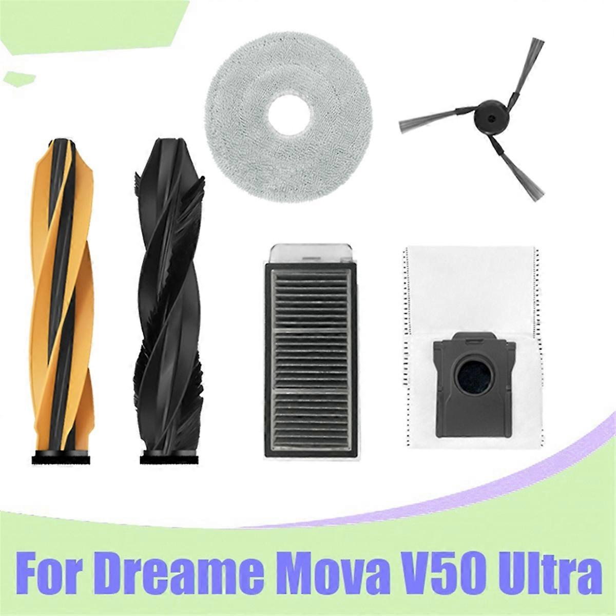 Main Roller Side Brush HEPA Filter Mop Cloth Dust Bag Kit for V50 Ultra Vacuum Parts