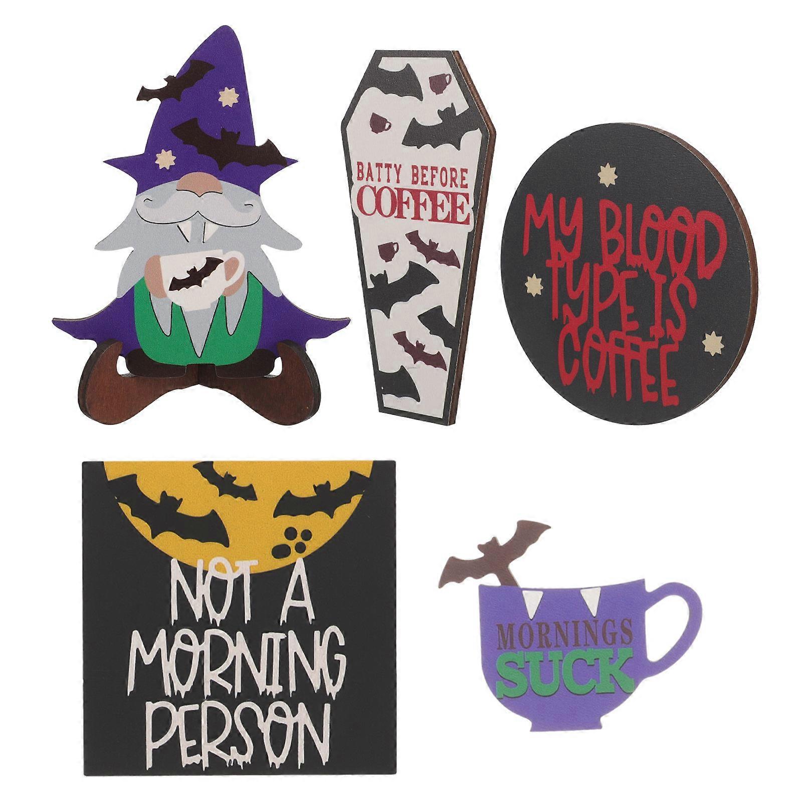 Assorted Color Halloween Tiered Tray Decorations Wood Material 10.00X10.00X0.40CM For Table Shelf 1 Set