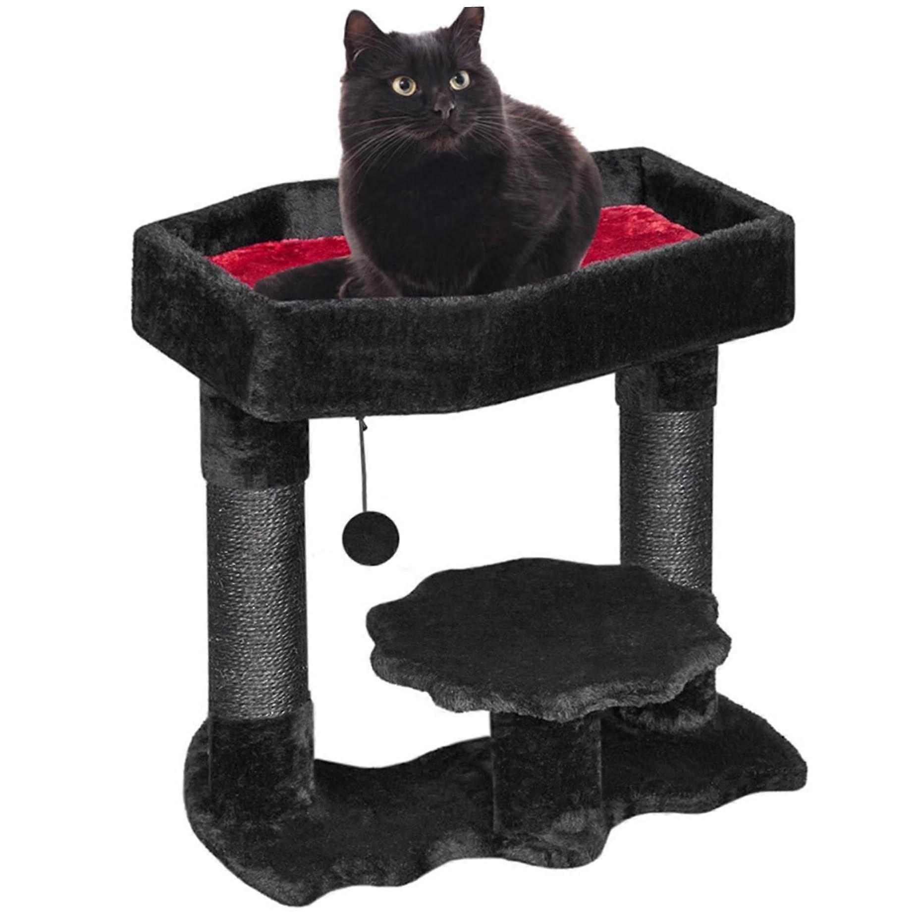 Gothic Cat Tree with Coffin Cat Bed 20 In Tall Black Tower Sisal Scratching Posts Spider Toy Soft Halloween Pet Furniture