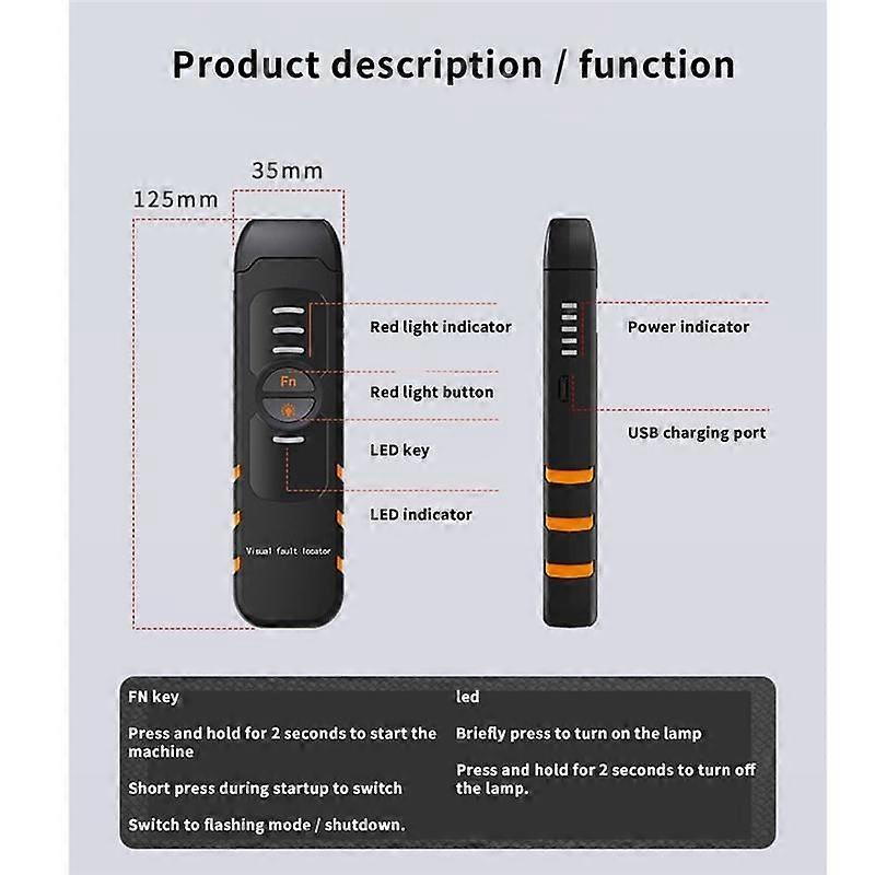 Handheld Optical Power Meter 30MW Fiber Optic Tester Pen VFL Red Light Optical Fiber Pen Visual Fau