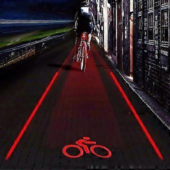 Bike Tail Light Beam Safety Warning Red 2 Laser+5 Led Cycling Warning Light - KM