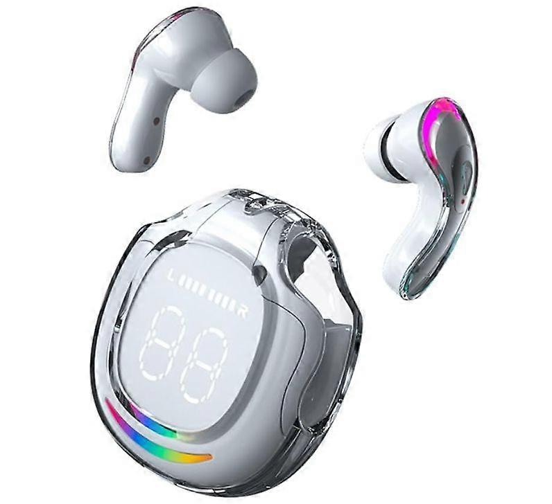 Wireless Earbuds Bluetooth 5.3 Headphones, In-Ear Earbuds with Wireless Charging Case LED Power Display Touch Control Built-in Mic(White)