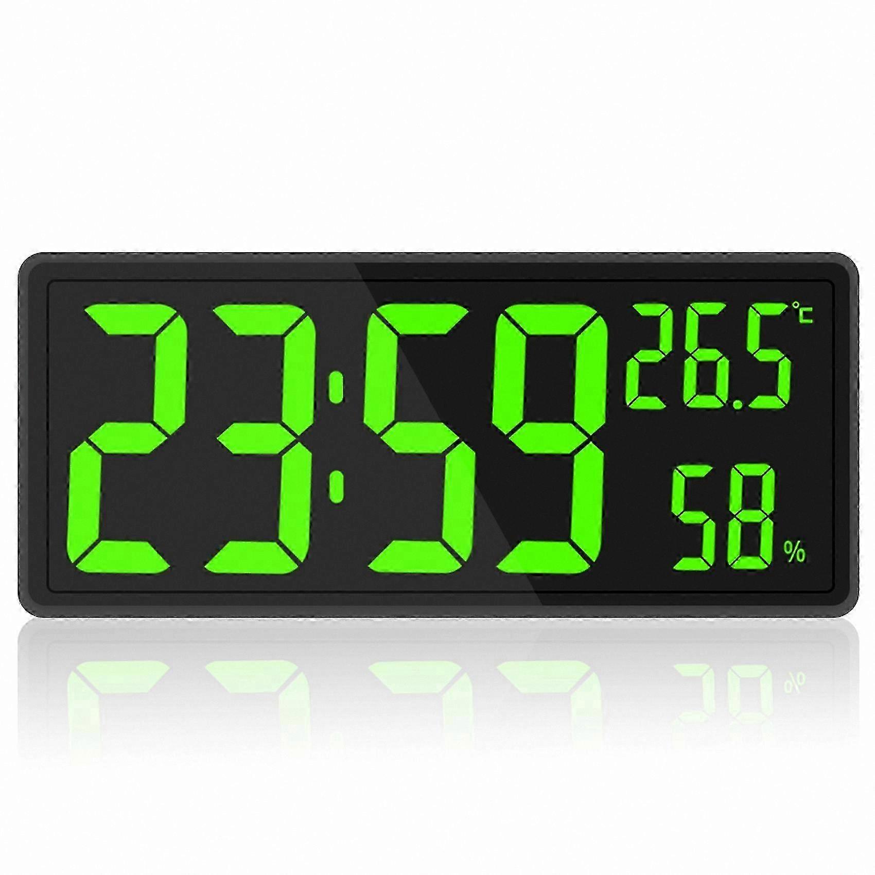 Large LED Wall Clock with Temperature and Humidity Display for Indoor Use in Home or Office Settings