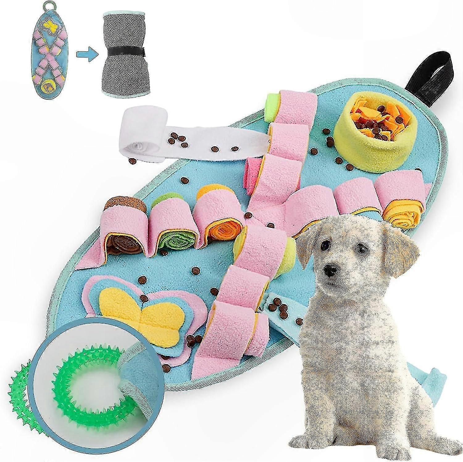 Small Dog Snuffle Mat, Interactive Puzzle Toys for Puppy Teething, Chewable Enrichment Games with Treat-Sniffing Feature