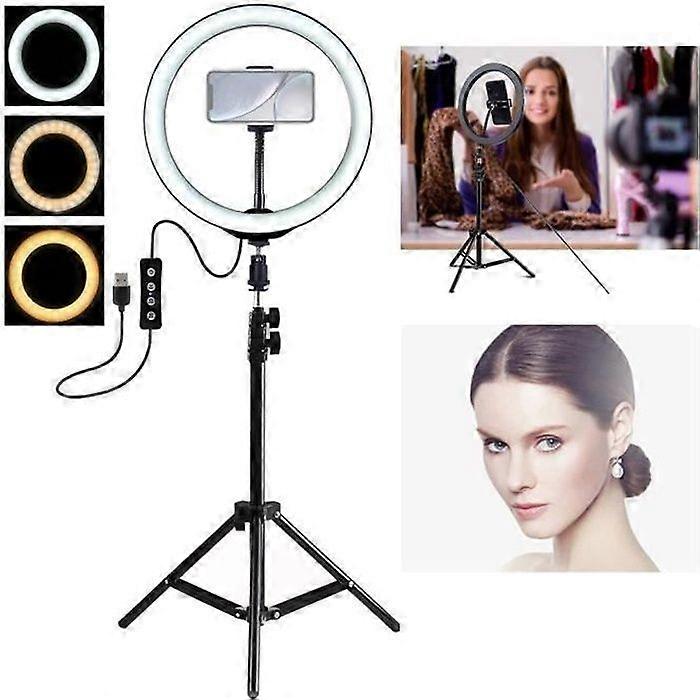 Ring Light - Black - 7.6 inch - Dimmable LED - USB Tripod