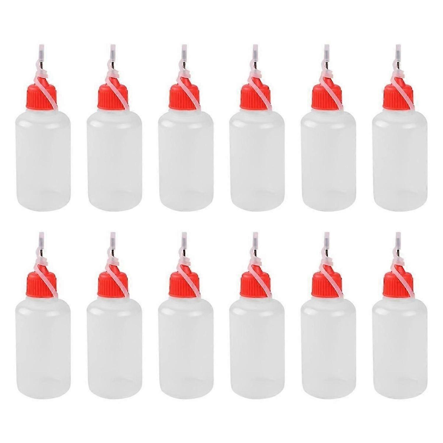 12 Pcs Needle Tip Glue Bottle 30 ML Plastic Dropper Bottles for Small Gluing Projects, Paper Quilling DIY Craft