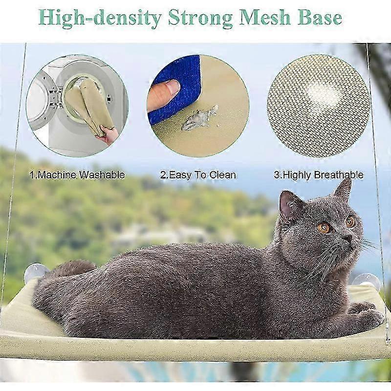 Cat Window Perch, Winter Comfort with Cordless Cat Hammock, Space Saving Cat Bed with Solid Metal Frame, Breathable Oxford Cloth, Robust Metal Frame,