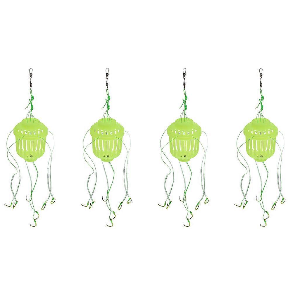 Trap Fishing Hook Luminous Bait Fishing Carp Feeder Hook Accessories 4Pcs