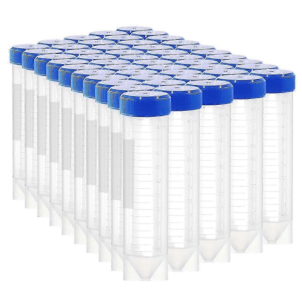50ml Plastic Centrifuge Tubes with Screw Cap, 50 PCS 50ml Self-Standing Plastic Test Tube Conical Tu
