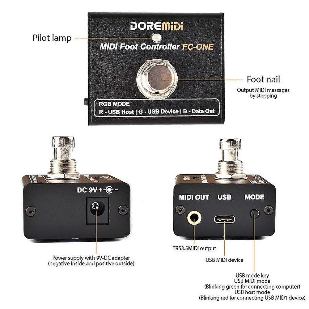 DOREMiDi MIDI Kontroler nożny Gitara elektryczna Efekty MIDI Pedał Plug and Play Porty wyjściowe MIDI DIY CC / PC / NOTE Komunikaty Różne tryby wyzwalania Portabl