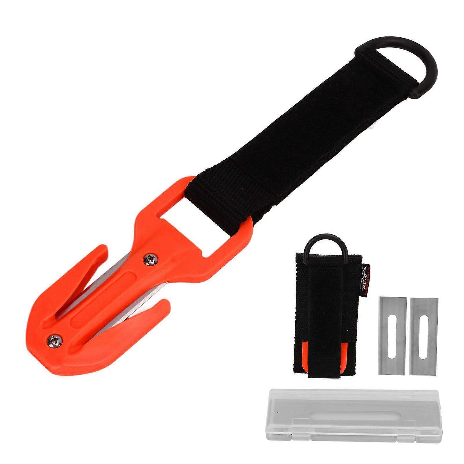 Scuba Diving Line Cutter Dual Sides Dive Cable Rope Cutter with Blade for Safety Rescue Scuba Diver Orange