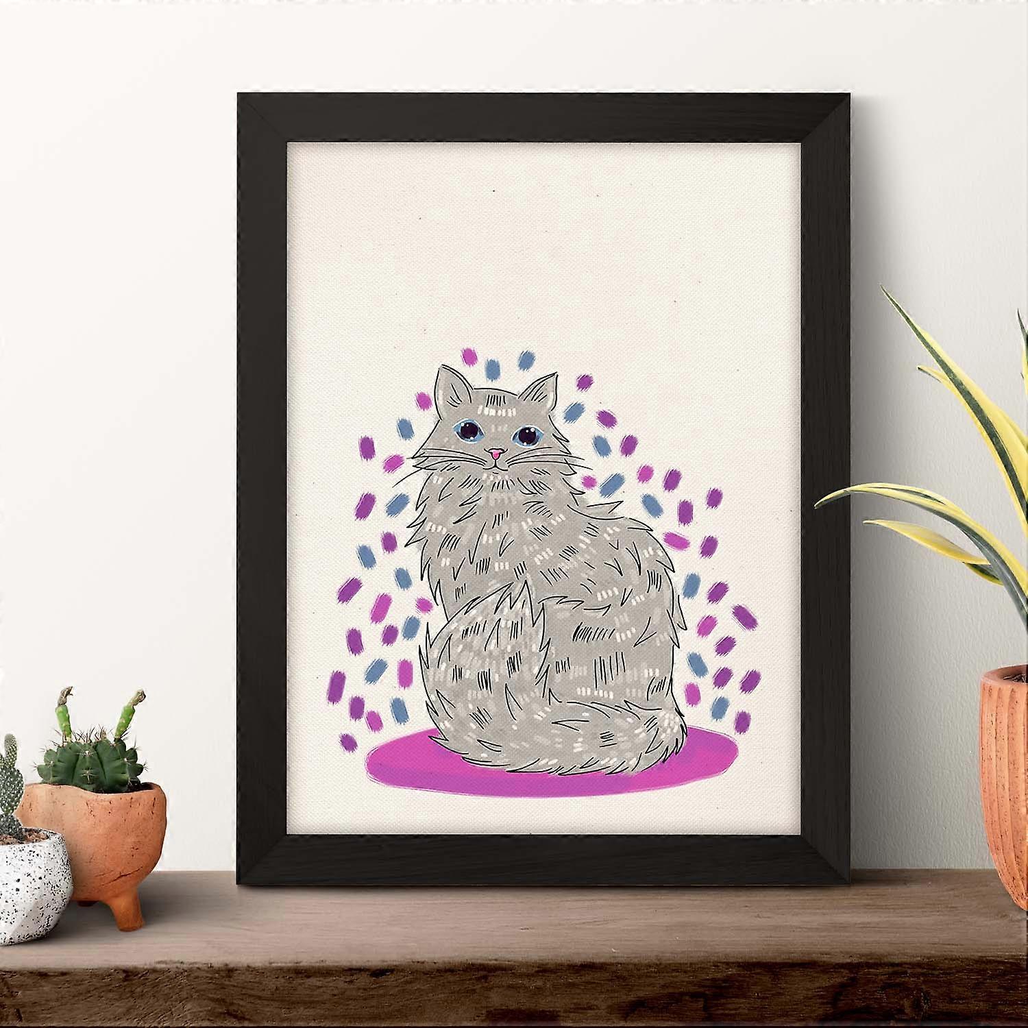 Imprimé chat à fourrure gris coloré