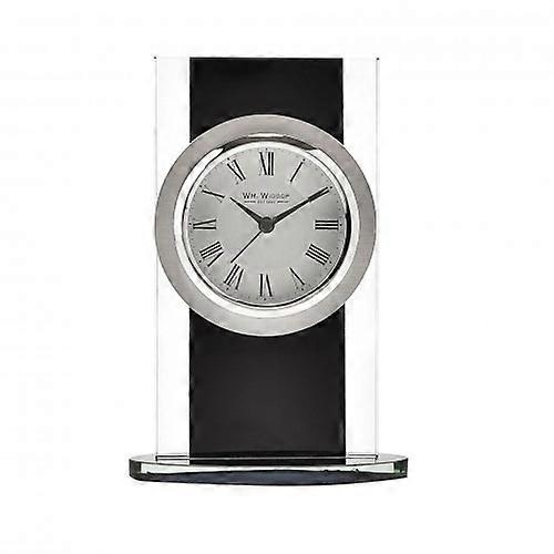 Wm.Widdop Black & Clear Glass Mantel Clock