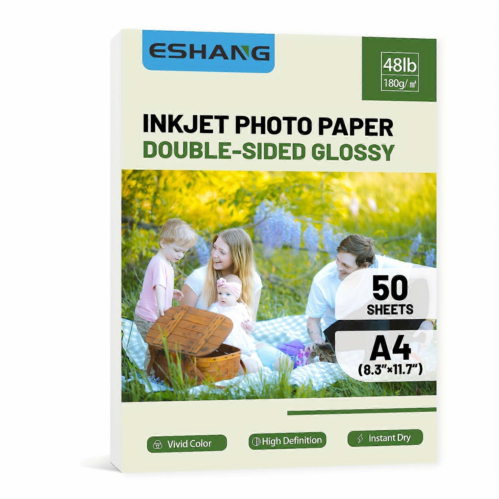 A4 Size 50 Sheets Premium Double-Sided Glossy Photo Paper 180G 8.3×11.7 Photo Paper, Double-Sided Glossy Inkjet Paper Compatible with Inkjet Printers