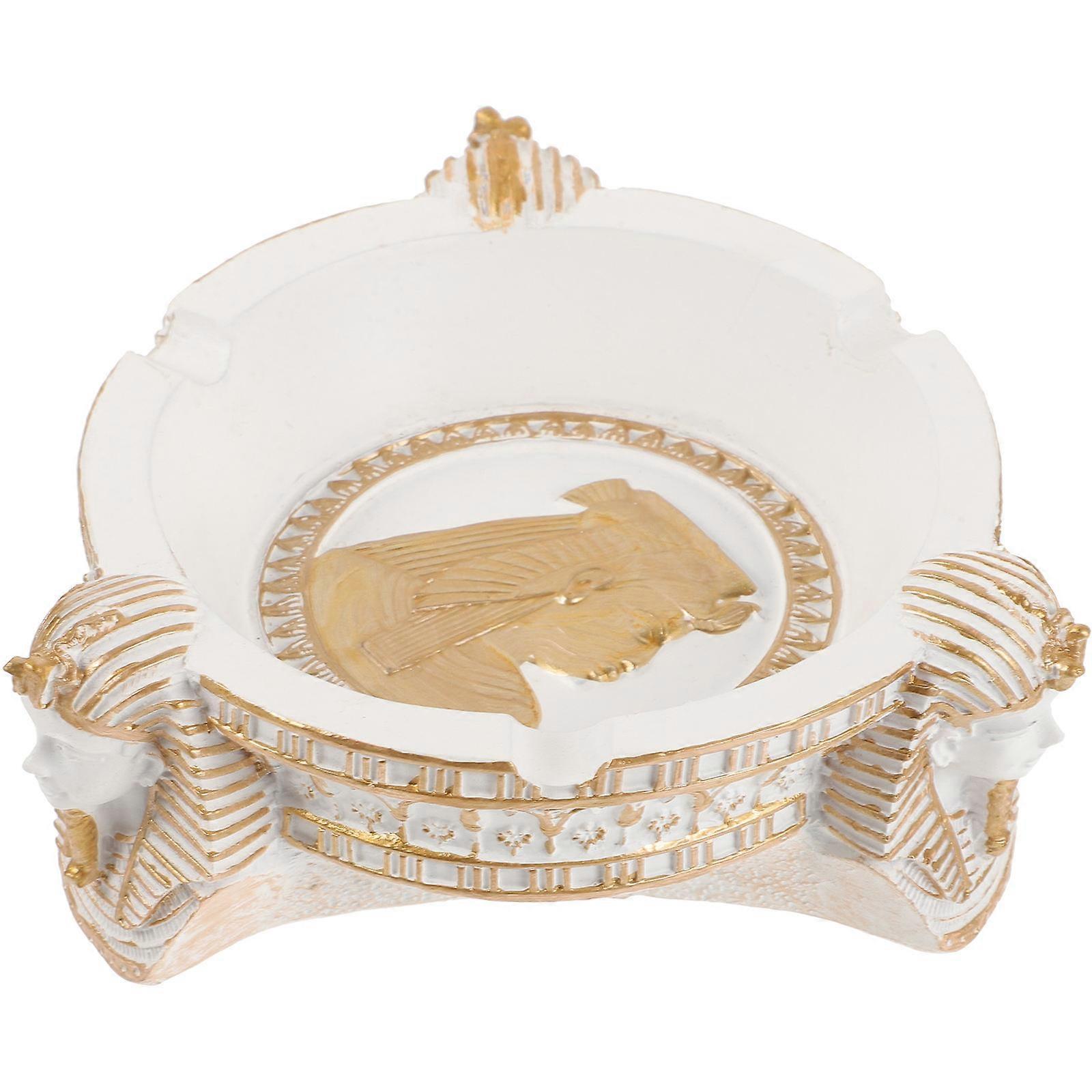 White Resin Ashtray Egyptian Table Ashtray Decorative 4Pcs Pack