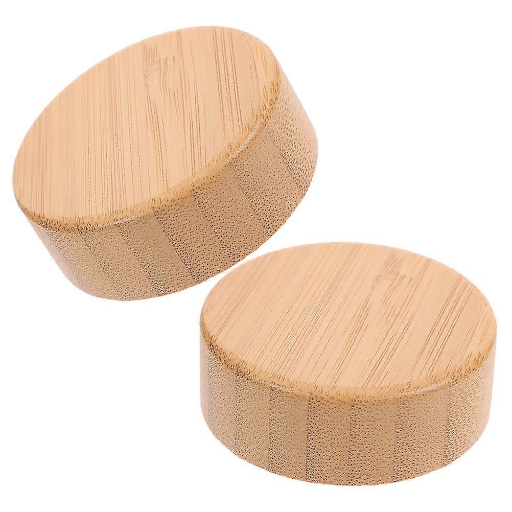 Bamboo Cover for Jars Glass Spice Jar Kitchen Use Home Users Bamboo Material Khaki Color Anti-Leakage Function 2Pcs