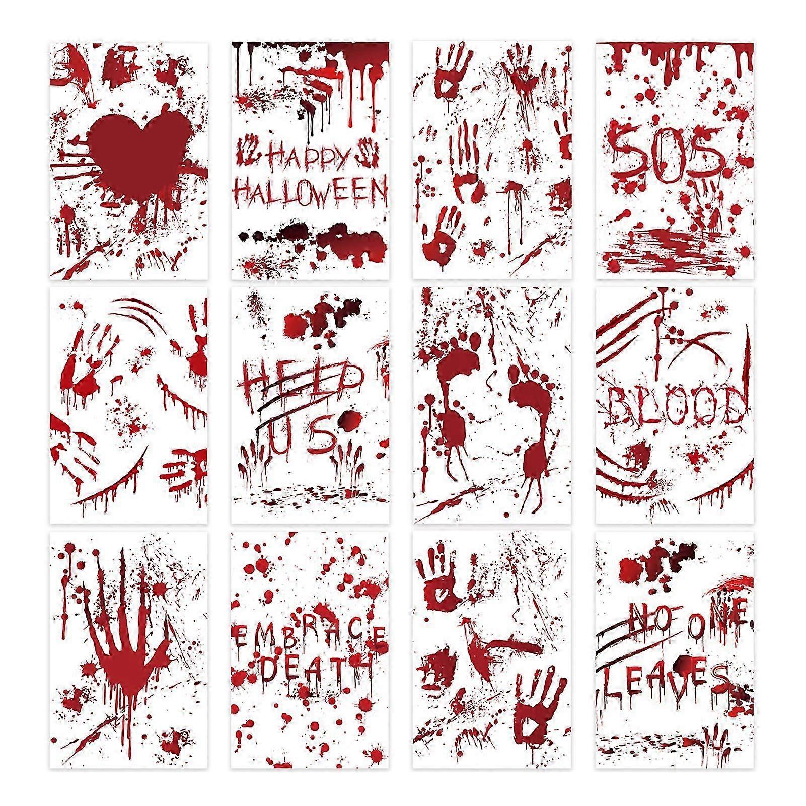 12 Pack Halloween Postcards Scary Blood Handprint Sticky Notes Horror Themed Postcard for Holiday Party Invitations Qinghai