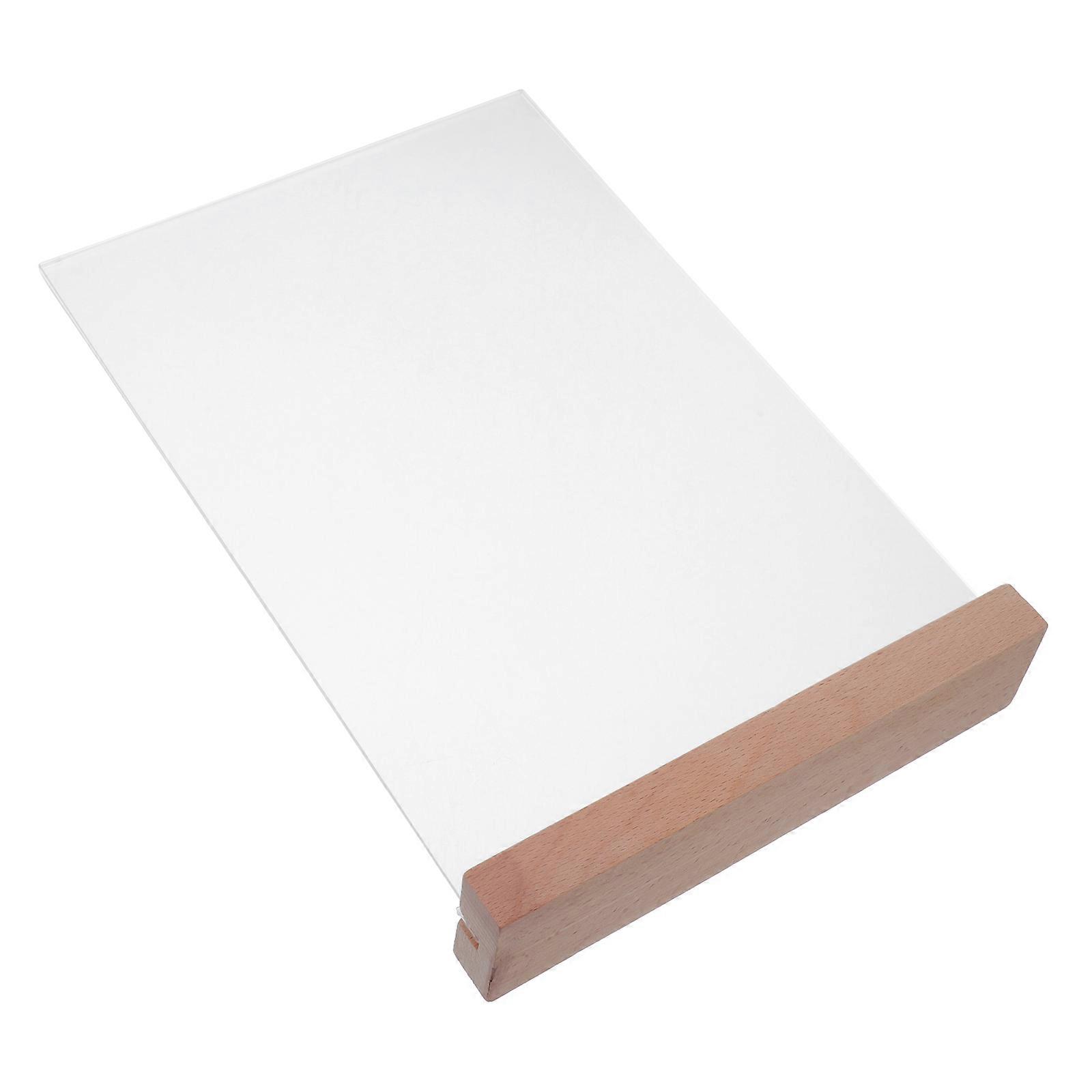 Acrylic Sign Holder T Shaped for Display 2Pcs with Wood Base Clear Stand
