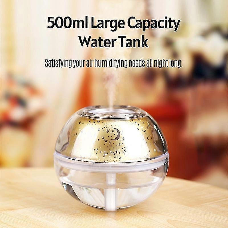 500ml Large Capacity Cold Mist Humidifier Essential Oil Diffuser Starlight Projector Night Light
