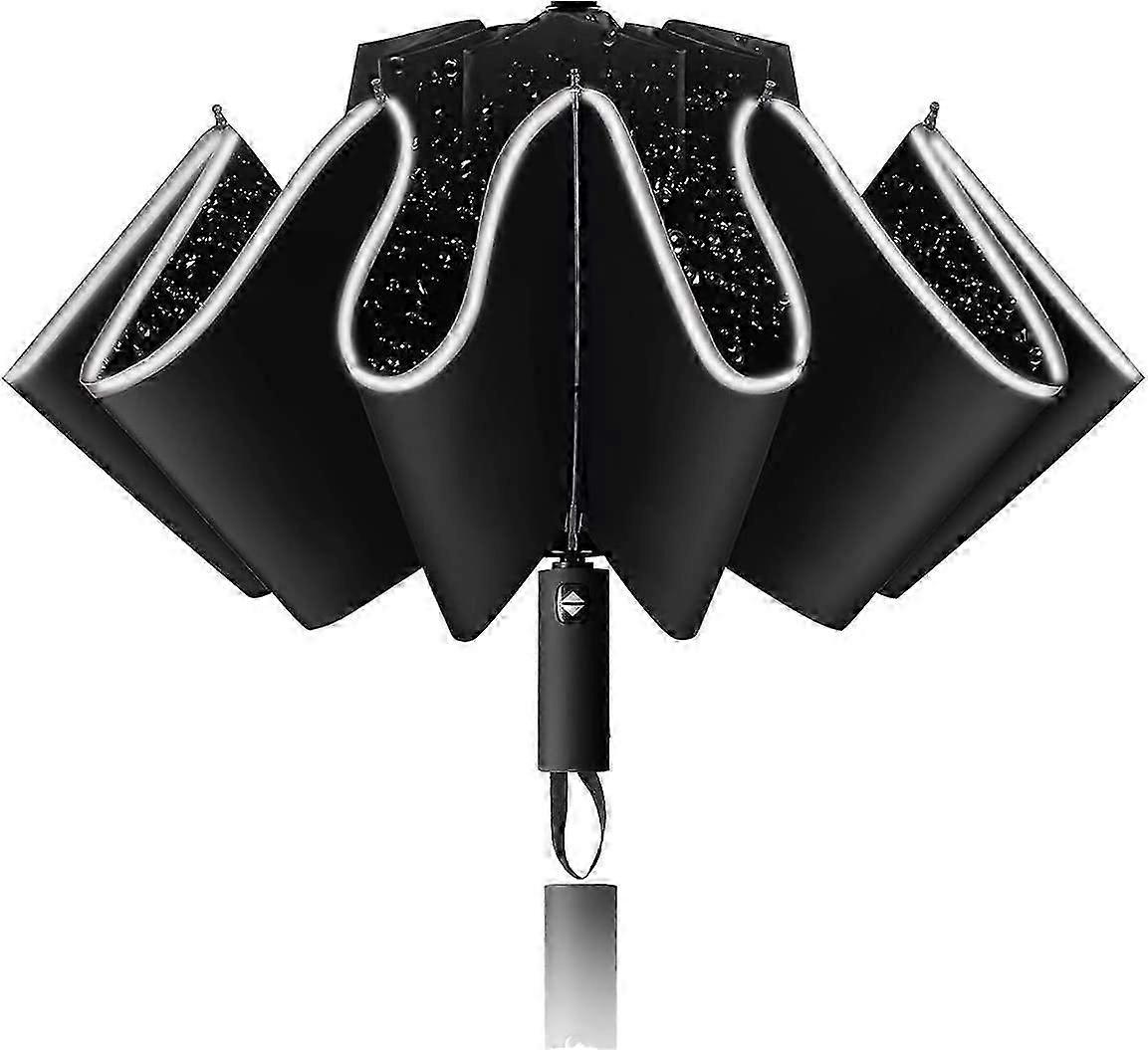 Reverse auto open / close travel umbrella with windproof function, reflective stripe and 10 ribs Uni
