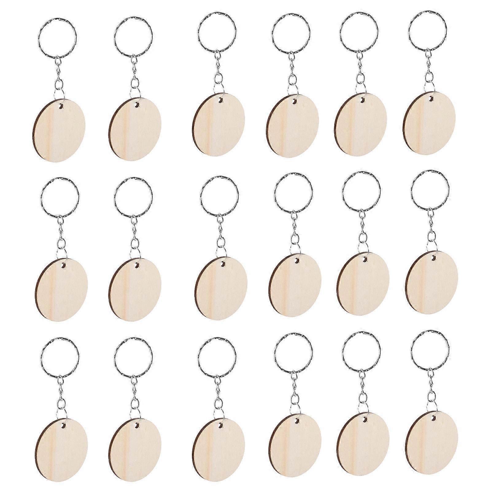 Wooden Keychain Blanks Wooden Key Chain for Decorating Keys 3Sets