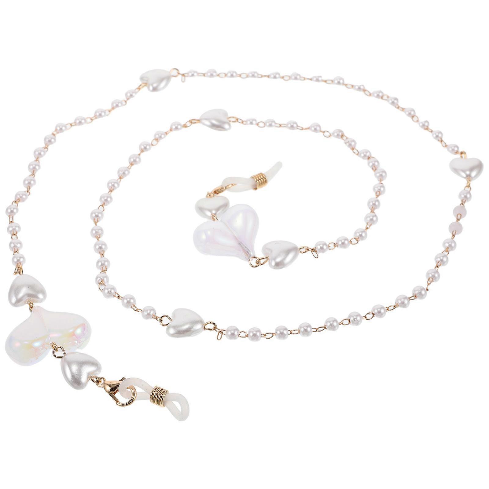 Elegant Heart Glasses Chain for Glasses 5Pcs Set with Multi Color Simulation Pearls