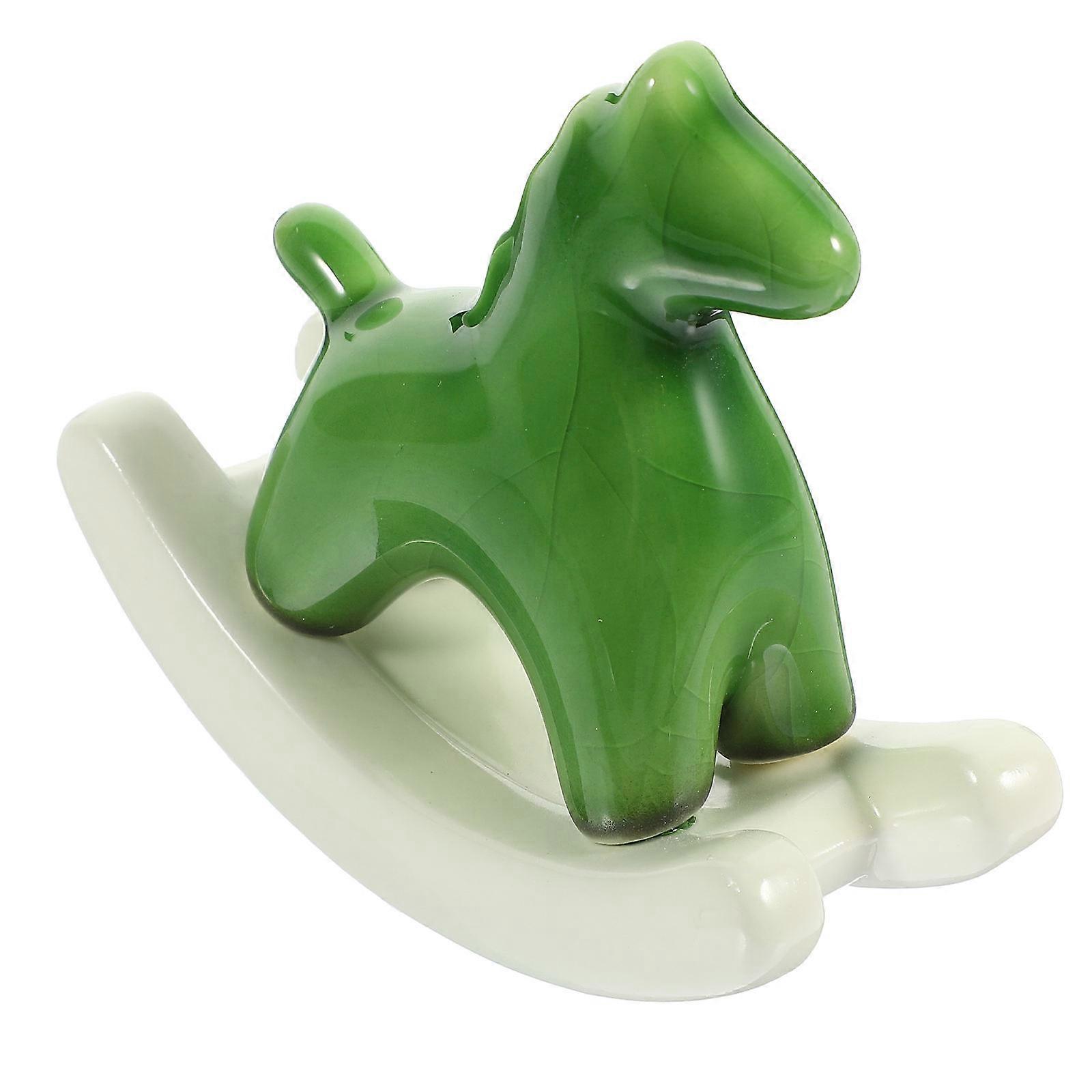Ceramic Rocking Horse Ornament for Decor with Delicate Design 1 Piece